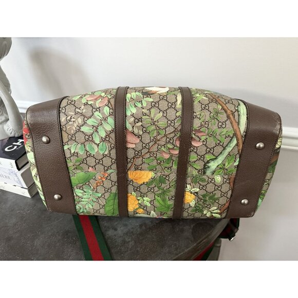 Gucci Convertible Duffle Bag Tian Print GG Coated Canvas Medium - Picture 7 of 13